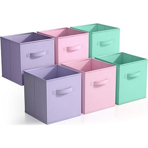 Sorbus Foldable Storage Cubes - 6 Pack, 11 Inch, Fabric, Foldable, Storage and Organization, Versatile Use, Collapsible Storage, Lightweight and Durable