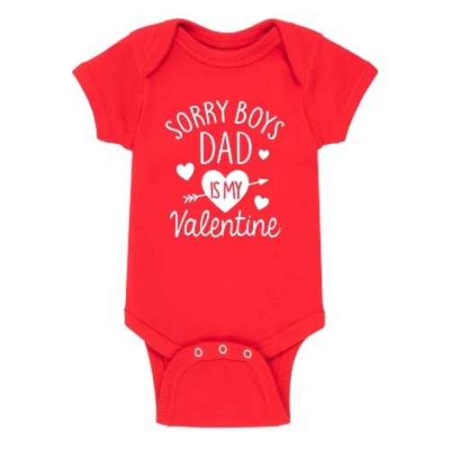 Boys' Instant Message Sorry Boys Dad Is My Valentine Baby Graphic One Piece - Red - Newborn