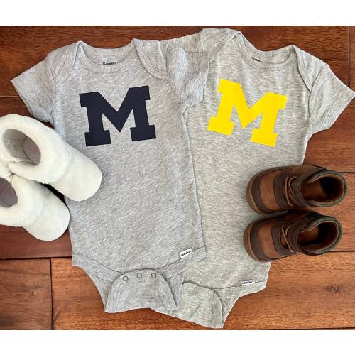 Michigan Wolverines Onesie Bodysuit Handmade University of Michigan Boy or Girl Baby Neutral - 0-3M
