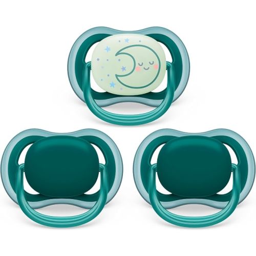 Philips Avent Ultra Air day time/night time Pacifier 6-18m, deep opal/sleeping moon, 3 pack, SCF085/68