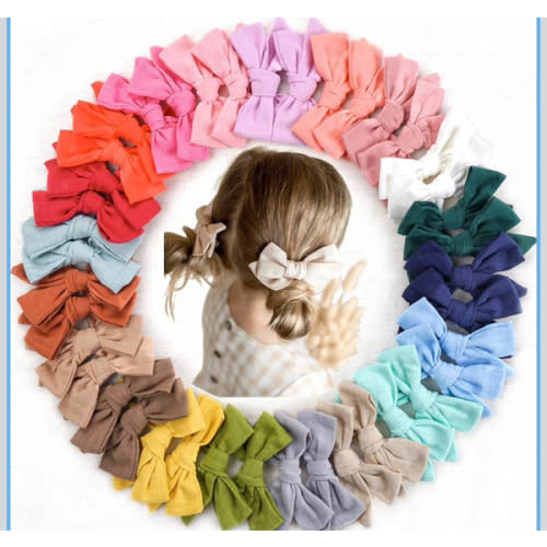 CÉLLOT 40 Pieces Girls Hair Bows Linen Fabric Bows Alligator Clips Hair Accessories for Little Girls Toddlers Kids and Teens