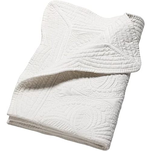 Embossed Baby Quilt Neutral Durable Lightweight Baby Blankets Four Seasons Cotton Nursery Bed Blankets for Personlized Monogram 46x36 Inches (White)