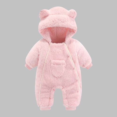 6-9 Months Newborn Infant Baby Girl Winter Clothes Baby Fleece Footie Snowsuit Winter Onesie Cartoon Winter Warm Rompers Hooded Outfits for Girls Boys Pink