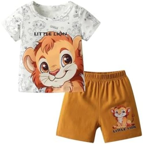 Infant Toddler Summer Baby Boy Clothes Short Sleeve Cartoon Pattern Tops and Shorts Outfit Set