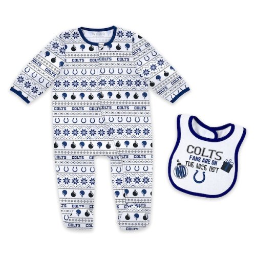 Indianapolis Colts WEAR by Erin Andrews Newborn & Infant  Allover Print Full-Zip Sleeper & Bib Set