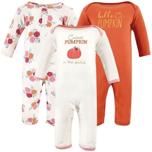 Hudson Baby Infant Girl Cotton Coveralls, Cutest Pumpkin, 0-3 Months