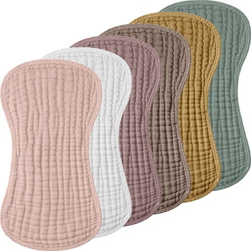 Frienda 6 Pack Muslin Burp Cloths Cotton Large 20''x 9'' Extra Absorbent and Soft Baby Burping Cloth for Baby Boy Girl Unisex(Novel Colors)