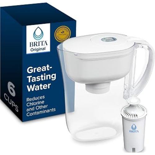 Brita Small 6-Cup Water Filter Pitcher, Includes 1 Filter, White