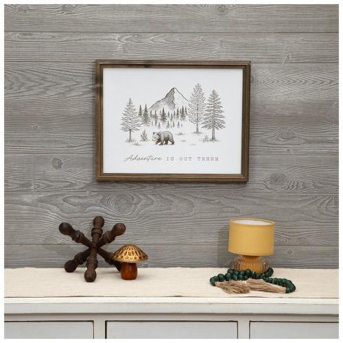 Adventure Bear & Mountains Wood Wall Decor