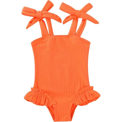 Toddler Swimsuit Girl Solid Color Stripe One-Piece Baby Bathing Suits