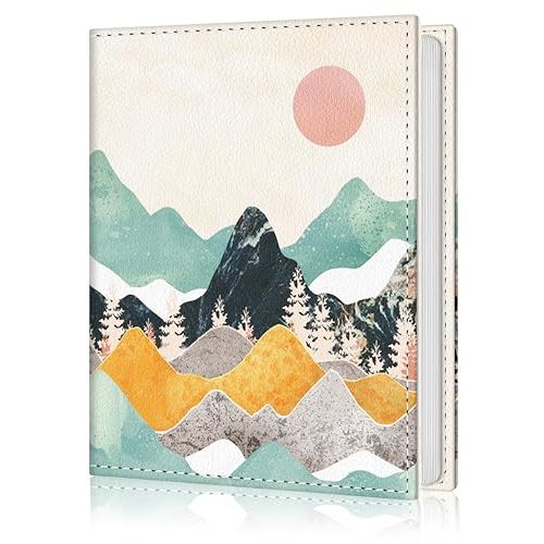 Photo Album 4x6, 56 Pockets Small Picture Book Aesthetic Mountain Sunset, Personalized Large Capacity Mini PU Leather Picture Album Gift for Family Graduation Wedding Travel