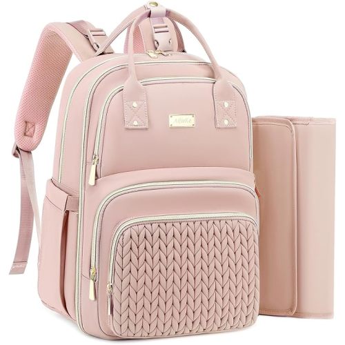Diaper Bag Backpack - Large Multi functional, Boys, Girls & Baby Travel Essentials Tote with Changing Pad, Insulated Pockets, Stroller Straps, Waterproof - Baby Backpack for Mom & Maternity (Pink)