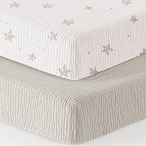 Sheets for Pack N Play Mattress (2 Pack) - White Star