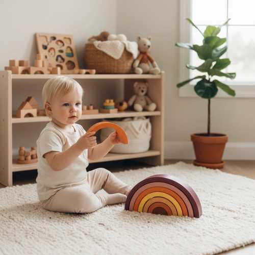 Earthy Wooden Rainbow | Stacking Montessori Toy | Kids Nursery Decor Gift