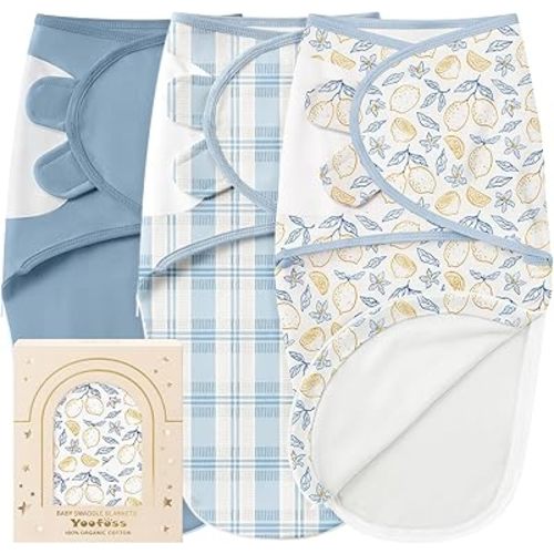 Yoofoss Baby Swaddles for Newborns 100% Organic Cotton, Adjustable Swaddle 0-3 Months 2 Zippers Newborn Swaddle Sack, Breathable Soft Durable