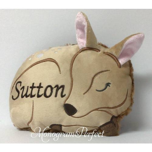 Personalized Sleeping Deer/Fawn Pillow Stuffie Soft Toy - 10" x 7"