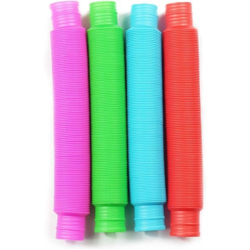 Pop Tubes Sensory Toys, Fidget Toys for Kids and Adults, Pop Multi-Color Tubes Sensory Toy (4 Pack)