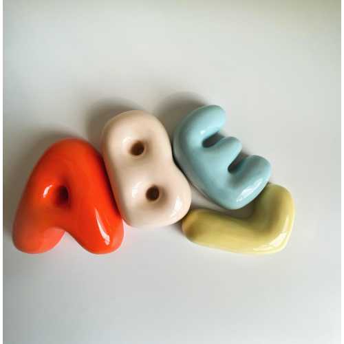 Handmade Ceramic Bubble Letter: Personalized Wall Decor