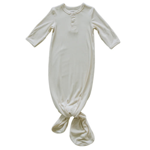 Ribbed Bamboo Knot Gown | Cream
