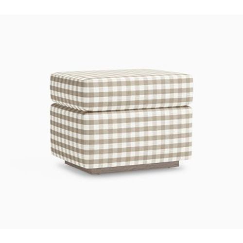 Merced Ottoman Performance Gingham Taupe