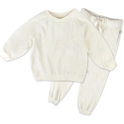 HonestBaby Baby 2-Piece Cozy Velour 100% Organic Cotton Sweatshirt and Jogger Sweatpants Set