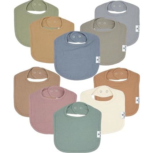 DiaperSquad's 100% Organic Cotton Baby Drool Bibs, Super Absorbent & Adjustable Baby Bibs for Drooling and Teething