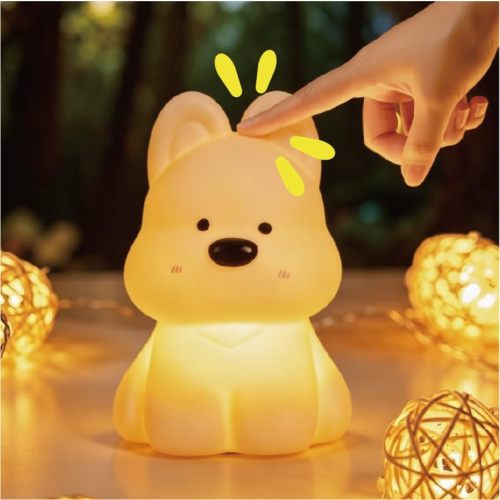 Dog Night Light for Kids: 16-Color Changing, Rechargeable LED Squishy lamp. Soft Silicone, dimmable. Perfect for Nursery, Dorm Decor & Gifts for Girls/Boys.