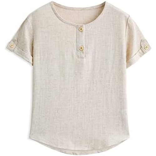 Curipeer Baby Boys Cotton Linen Shirt,Long Sleeve