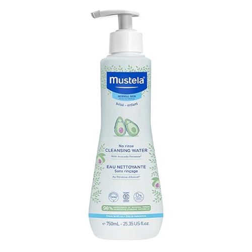 Mustela Baby Cleansing Water - No-Rinse Micellar Water - with Natural Avocado & Aloe Vera - for Baby's Face, Body & Diaper - 1 or 2-Pack - Various Sizes