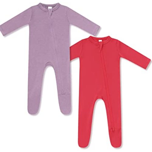 HAPIU Bamboo Baby Footed Pajamas 2 Way Zip Front, Sleep 'N Play Footies, 0-24 Months