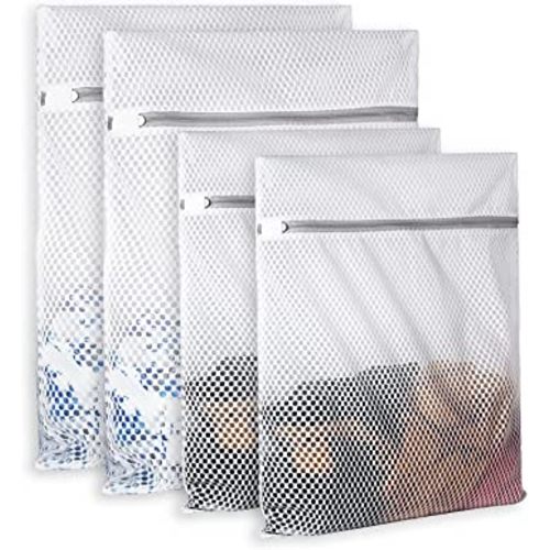 Extra Large Honeycomb Mesh Laundry Bag125gsm Net Fabric Durable and Reusable Delicate Wash Bag,Travel Organization Bag for Lingerie,Clothes,Jeans,Bath Towel,Sock (Set of 4(2L+2XL))