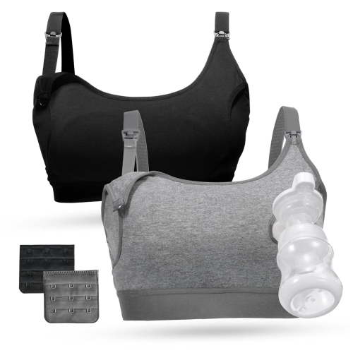 Hands Free Pumping Bra, Momcozy Adjustable Breast-Pump Holding and Nursing Bra, 2 Pack