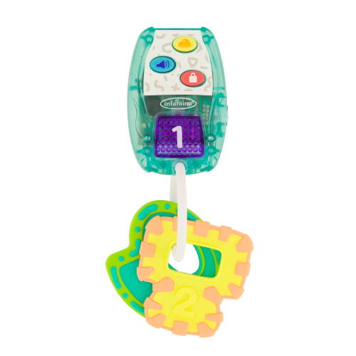 Infantino Music & Light Busy Keys Baby Teether with Sounds, Lights, and Multicolor Textured Toy for Sensory Play, 6-12 Months