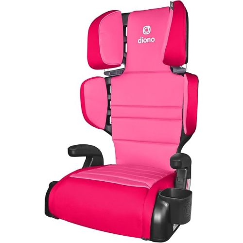 Diono Connect3 R 2-in-1 High Back Booster, Slim Fit 3-Across in Many Mid-Sized Sedans and SUVs, for Children from 40-120 lbs., Lightweight with Cupholder, Pink Cotton Candy