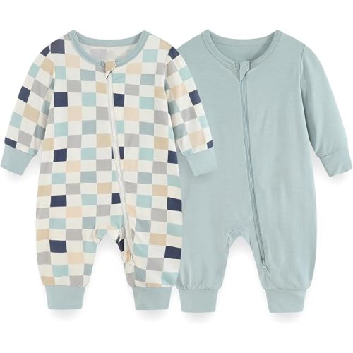 Unisex Rayon Made from Bamboo Zipper Baby Boy Girl Rompers 2 Pcak Long Sleeve Infants Jumpsuits New Born Clothes