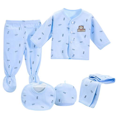 yocbz Layette Boy Set 5PCS Baby Layette Set Boy New Baby Gift Basket Blue,One Size