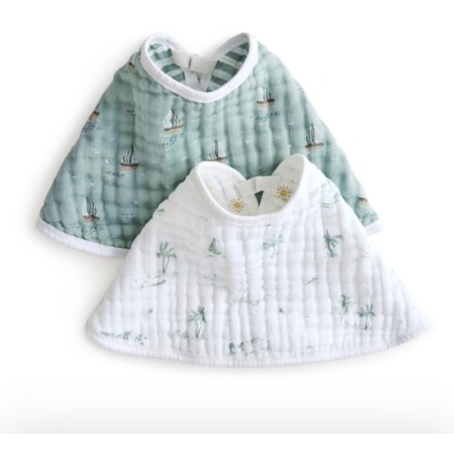 aden + anais Organic Cotton Muslin Oversized Burpy Bib in Sailing Seas