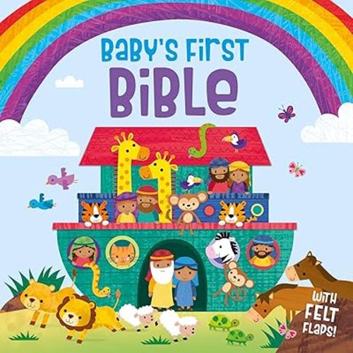 Baby’s First Bible, board book with felt lift-the-flaps, for Christmas, Easter, Baby Dedications