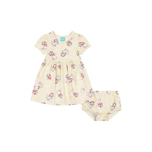 Marie Aristocats Baby Girl Viscose French Terry Dress and Panty Set, Sizes 0-24 Months