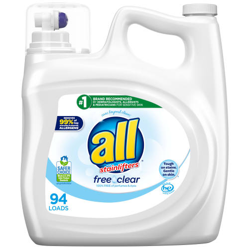 all Liquid Laundry Detergent Free Clear for Sensitive Skin, 141 Ounce, 94 Loads