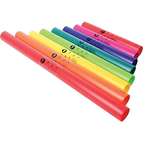 Constructive Playthings Boomwhackers Music Tubes, C to C Scale Musical Sound Tube, Classroom Instruments for Kids, Diatonic Set of 8