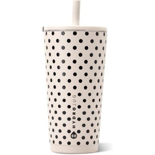 HydroJug Everyday Tumbler 20 oz, Ceramic-Lined Straw Cup, French Vanilla