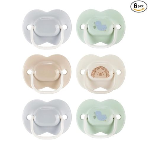 Tommee Tippee Ultimate Fit Newborn Pacifiers, 0-6 Months, Extra Air Holes, Symmetrical Nipple and Shield, 100% BPA Free Silicone, Dishwasher & Sterilizer Safe, Blue and Green, Pack of 6