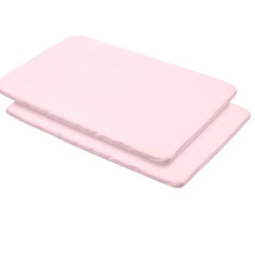 BreathableBaby All-in-One Fitted Sheet & Waterproof Cover, For 39" x 27" Play Yard Mattress (2-Pack), Light Pink