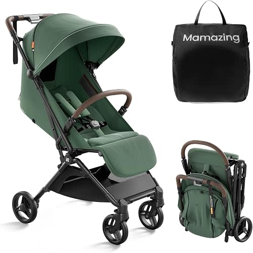 MAMAZING Ultra Air Lightweight Baby Travel Stroller with Carbon Fiber Frame, Compact & Airplane-Friendly, One-Handed Fold, 11.6 lbs, Perfect for Toddlers, Green