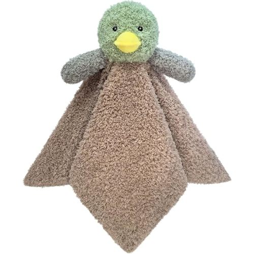 Doindute Baby Mallard Duck Soft Stuffed Animal Security Blanket, Plush Green Duck Character Lovey Blanket, Baby Shower/Nursery Gift, Newborn Infant Toddler Snuggle Blankie for Boys Girls, 14 Inches