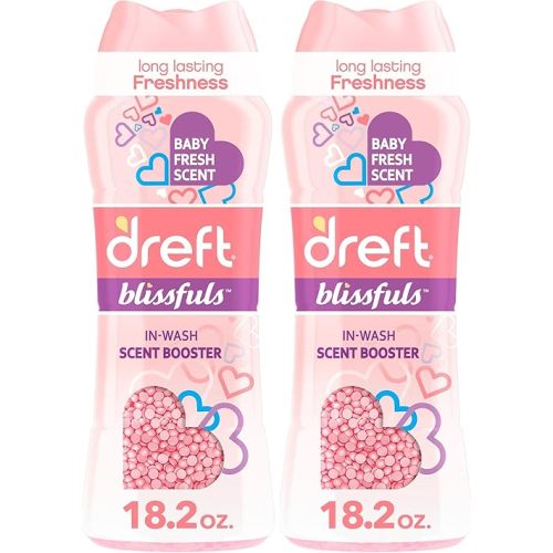 Dreft Blissfuls In-Wash Laundry Scent Booster Beads, Baby Fresh Scent, 18.2 oz (Pack of 2)