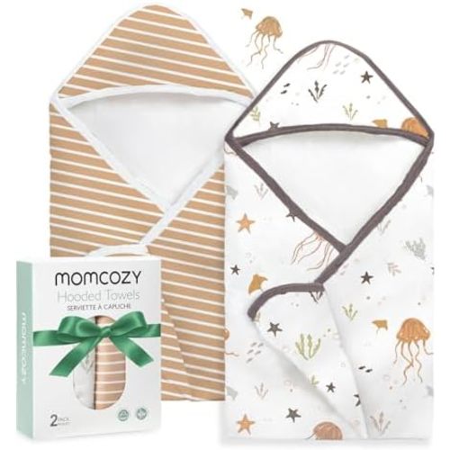 Momcozy Baby Towels, Soft Absorbent Bath Towel for Newborn&Toddler, Ocean