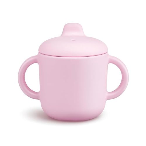 6 Months+ Sippy Cups with Handles,Small Silicone Sippy Cups Leak Proof 5oz,No Spill Sippy cups for Toddlers (Pink)