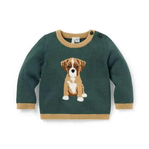 Baby Topiary Green Baby Dog Sweater by Janie and Jack